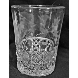 McKee Inovation 410 Flat 8 oz. Tumber Etched Floral Pressed Glass